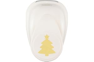 Vaessen Creative Sapin de Noël avec Étoile 2,3 x 1,9 cm-Perforatrice Forme pour Papier-Matériel Scrapbooking pour Loisirs Créatifs, DIY et Cartes, Or-Blanc