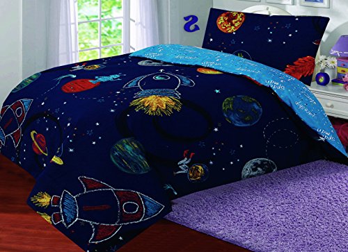 Love2Sleep COT BED DUVET COVER WITH PILLOWCASE- SUPERIOR NATURAL COTTON RICH 120 X 150 CM - SPACE