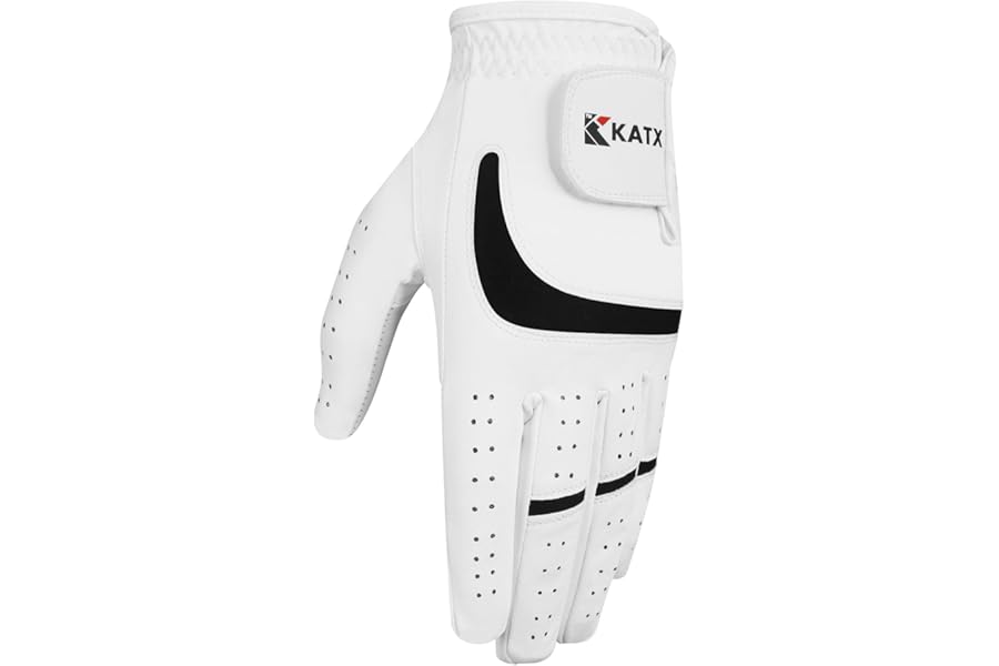 Katx Men's Full Finger Golf Glove Durable Premium Leather Left Hand Right All Weather Spann Glove Stratus Tech Golf Glove Non Slip Flexible Golfing