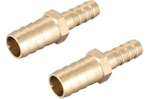 TA-VIGOR 2Pcs Straight Brass Barb Fitting Reducer, 12mm to 8mm Brass Reducer Fittings Straight Connector for Water Gas Oil Boat Air Pipe