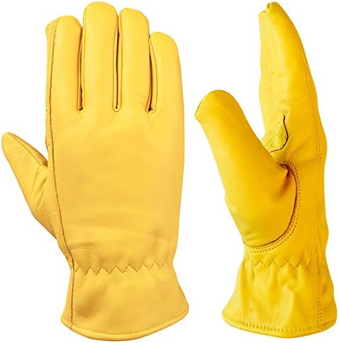 Fleece Lined Cowhide Leather Winter Thermal Cold Work Drivers Gloves PPE(XLARGE)