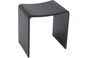 Four & More Badhocker Duschhocker Sitzhocker Duschstuhl Duschsitz Luxusbadhocker Design Kunststein Spa aus hochwertigem Solid Stone/Mineralguss/Kunststein Modell 'Rom', Oberfläche:Schwarz Matt