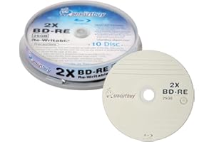 Smartbuy 10 Pack 2x 25GB Blue Blu-ray BD-RE Rewritable Branded Logo Blank Bluray Disc