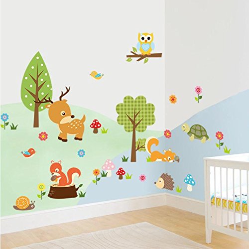 Ouneed® Wandaufkleber Wandtattoo Wandsticker , Waldtiere Eulen Kinderzimmer Schlafzimmer Hintergrund Wandaufkleber