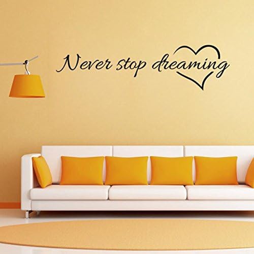 Wall Sticker, Ourmall Never Stop Dreaming Removable Art Vinyl Mural Home Room Decor Wall Stickers Decal Wallpaper, Black, 22.4''X6''