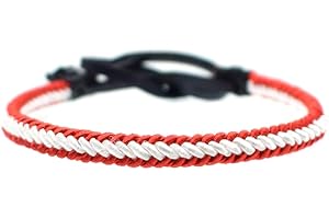 BDM Bracciale Uomo e Donna in Panno con la Bandiera del Perù, Atlético de Madrid, Rossa e Bianca. Regolabile a Qualsiasi Dimensione.