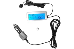 HAOFY Medidor de temperatura digital LCD para coche 12V con lectura precisa de interiores y exteriores en grados Celsius termómetro para vehículos automoción, hogar, conducción diaria