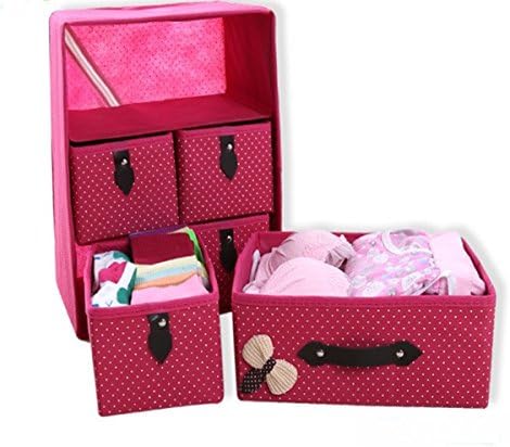 hoirzon Drawer Organisers Collapsible Closet Dividers and Foldable Storage Box for bras, underwear, socks, neck ties, scarves, and any accessories (Pink)