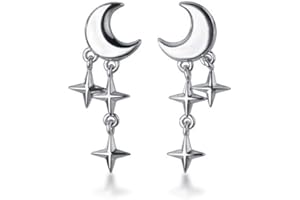 SLUYNZ 925 Sterling Silber Kleine Ohrstecker für Mädchen Kleine Ohrringe Mond Stern Ohrstecker