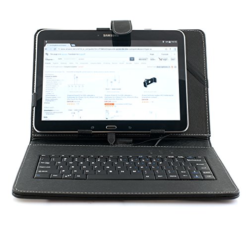 iProtect Hülle mit Tastatur (QWERTY) für Tablets 9,7 Zoll bis 10,1 Zoll Keyboard Case Universal mit Standfuß und Micro-USB Anschluss schwarz - 3