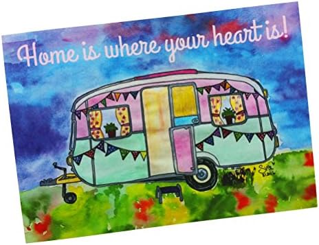 Caravan home is where my heart is A6 Postcard Set of 2 Decorative Anne Svea Trailer Postcard Holiday Greetings Camper Camping