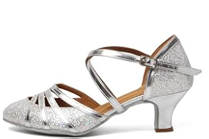 HROYL Zapatos de Baile Latino Mujer Cerrados Salsa y Bachata Tango Zapatos Baile Flamenco de Salón Tacon Bajo 511-512