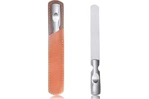Jaimela Lima para Uñas de Acero Inoxidable, Lavable Archivo de uñas de Doble Cara, Lima de Uñas de Metal Profesional con Estuche de Cuero, para Hombres y Mujeres
