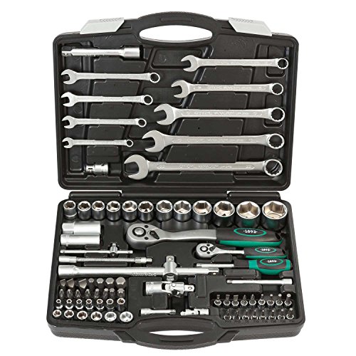 Juego de 82 vasos para llave de carraca | WIESEMANN 80072 | Acero al cromo vanadio | Vasos de carraca | Adaptadores de 1/2