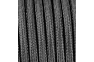 BESCHLE 5 mètres 2 - fils Câble textile fil électrique tissu rond 2x0,75 2G0,75 graphite/anthracite