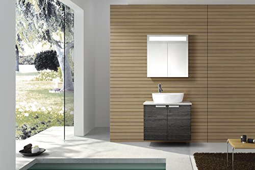 Eurosan 2-türiger Spiegelschrank, Superflache, Integrierte LED-Frontbeleuchtung, Breite 80 cm, Weiß, Paris, P80 - 6