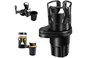 Ruolin Porte Gobelet Voiture, Support de téléphone Portable 2 en 1 de Voiture Tasse de Boisson Rotation à 360° Télescopique avec sous-Verre Amortissant pour Bouteille d'eau, Canettes de Boisson