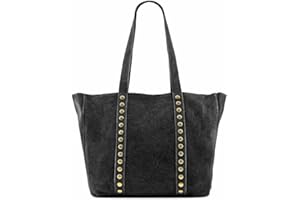 MODELISA - Bolso Hombro Antelina Shopper Casual Tachuelas Mujer