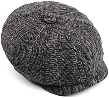 QSEVEN Men's Adjustable Classic 8 Panel Applejack Gatsby newsboy Hat Tweed Cap Irish IVY Cap