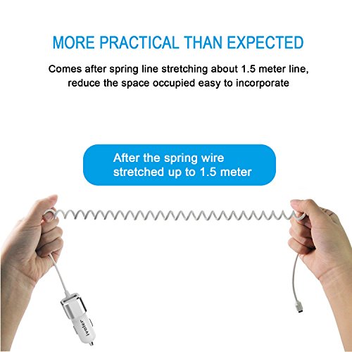  Garantie    Vie  iVoler Chargeur de Voiture Allume-Cigare 2 Ports USB 24W  4 8A avec C  ble Lightning  1 5m  Ultra Petit Chargeur Allume-Cigare USB d