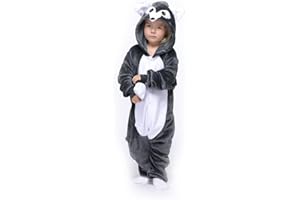 XIVISTO Pigiama Ragazzo e Ragazza Animale Sleepwear con Cappuccio Flanella Cosplay Halloween Carnevale Nightsuit Nightclothes