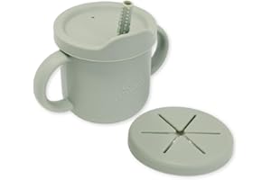 Bubba Bear Baby Cup with Straw | Weighted Sippy Cups for Babies from 6 Months | Non Spill Straws Bottle for Toddlers | Easy Toddler Drinking Water Bottles with Lid for Kids Weaning & Transition