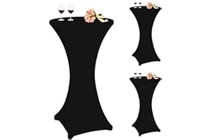 PESONLOOK 3er-Set Stretch Stehtisch Husse für Bistrotisch Ø 60-65 cm Elegante ,Verstärkung im Fußbereich,40°C Maschinenwäsche ，Stretch-Husse Schwarz Hussen für Stehtische und Bistrotische（60×110cm,Schwarz）