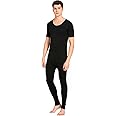 Jockey Men's Cotton Thermal Set (Top & Bottom Both, Black)