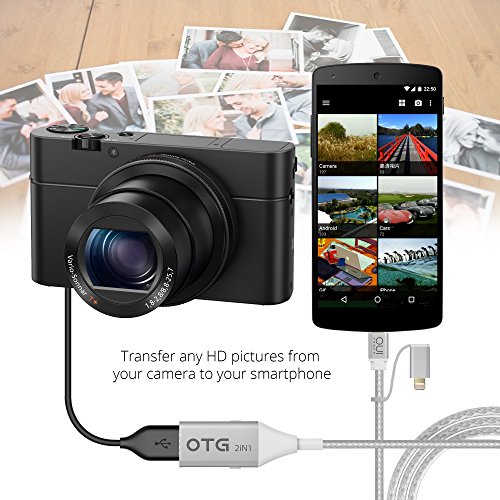 [KICKSTARTER] 2-in-1 OTG zu Micro USB Kabel Adapter (Male & Female Switch) für Android Smart Handys & Tablets(up to Android 4.2 and mit OTG Funktion), mit Micro USB zu Lightning USB Kable Adapter, Aluminium Grey - 5