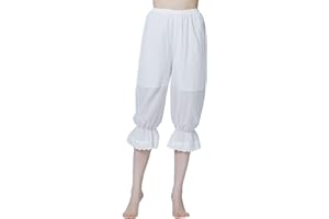 BEAUTELICATE Damen Bloomers Viktorianisches Pumphose Baumwolle Pettipants Rüschenhose für Steampunk Renaissance Karneval Kostüm Elfenbein