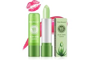 Yuccer 2 Piezas Hidratante Pintalabios Cambia Color Labial Labiales Aloe Vera Barra de Labios Pintalabio Larga Duración Bálsamo Labial Mate Kit Maquillaje Mujeres Niña Regalo Cumpleaños