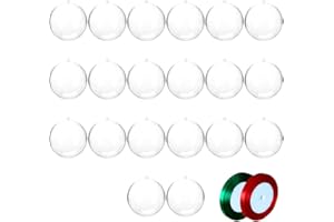 GUKASXI 20 pcs 8cm Bolas de Navidad Transparente de Plástico Acrílico Rellenable 80mm Bolas Navidad Plástico Transparente para Llenado de Decoraciones de Árboles de Navidad Bodas Bautismo