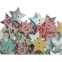 Hangood 50 Piezas Botones De Madera 2 Agujeros Para Coserlas Manualidades Estrella mezclada de la Navidad 20mm