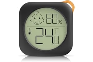HOUDIAN Compact Thermomètre Hygromètre Intérieur Digital, Mini Moniteur De Température Ambiante Et Hygromètre Jauge De Température Et d'Humidité (Noir)