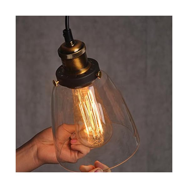 chendongdong Glass Shade Ceiling Chandelier Fitting Vintage Retro Pendant Lamp Light - Image 6