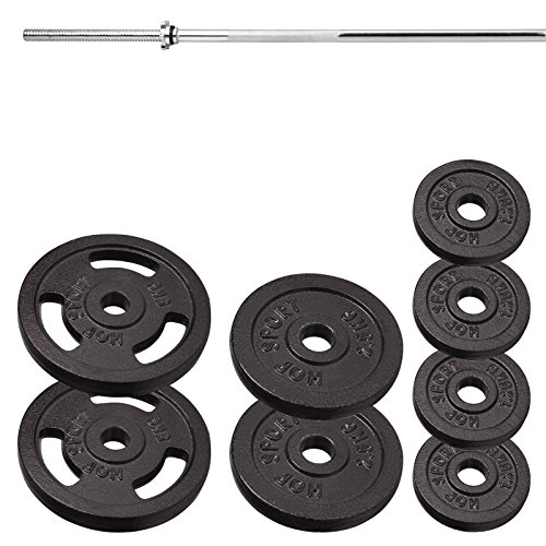 Hop-Sport Guss Hantelset Langhantelset Langhantelstange Langhantel Set 29kg 49kg oder 69kg