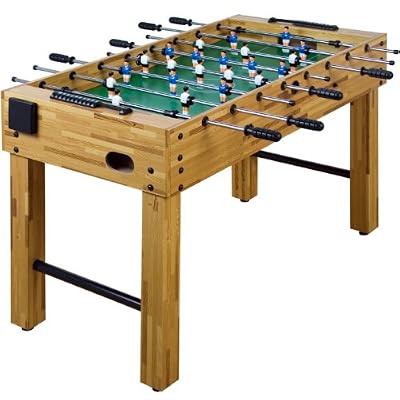 Maxstore Baby-foot "Glasgow" en hêtre avec set d'accessoires, 2 porte-gobelets, pieds réglables en hauteur, terrains de jeux en hauteur, kicker, kicker, baby-foot