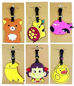 Perpetual Bliss Fancy Rubber Fancy Luggage Tags for Kids (Designs May Vary) Return Gifts for Kids Birthday Party (Pack of 6)