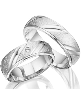 2 x Trauringe 925 Silber PAARPREIS AG.32 inkl. Swarovski Crystal und Gravur Verlobungsringe Günstige Eheringe...