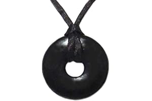 NATURHEILMITTEL HEILSTEINE METHUSALEM GMBH NEU-ULM Schungit (Shungit) Edelstein 3-tlg AKTIV Schmuck SET. 30mm DONUT Anhänger + LEDERBAND + BESCHREIBUNG. 81463