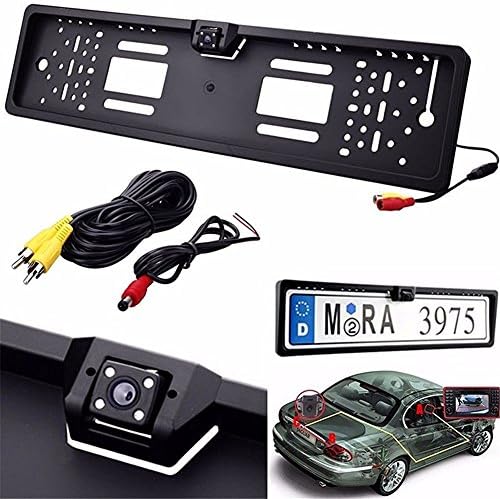 Reversing Parking Backup Camera, Eunavi 170°Viewing Angle Waterproof and Dustproof Car Rear View License Plate Reverse Parking Assistance System with 4 LED lights with Perfect Night Vision