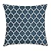 Produktbild VICKKY Trellis Throw Pillow Cushion Cover, Middle Eastern Lattice Pattern with Curved Lines Orient Civilizations Arabic, Decorative Square Accent Pillow Case, 18 X 18 inches, Blue Black White