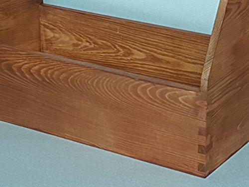 Werkzeugkiste Montagekiste Nagelkiste Holzbox 42 x 21 x 26 cm, Vollholz, braun lasiert, NEU - 2