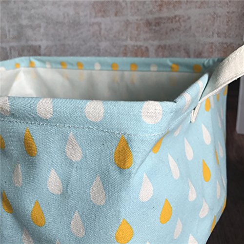 Inwagui Faltbaren Aufbewahrungskorb Wäschekorb Kinder aufbewahrung Spielzeug Warenkorb Kleidung Halter mit Deckel 39* 25* 22cm-Regentropfen A - 4
