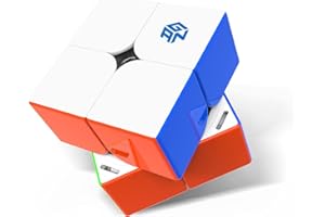 GAN 251M_Pro Speed Cube Magnétique 2x2, Mini Cube de Vitesse sans Autocollant, Jeu de Casse-Tête avec 56 Aimants/Axe Magnétique/GESv3/GMSv3/4 Niveaux Elastiques Remplaçables, Cadeau Enfant Adulte
