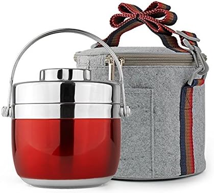 XIANGYANG Insulated Lunch Box,Stainless Steel Vacuum Bentos/Food Carrier/Food Container/Taffin Lunch Box Containers Portion Control Containers,Hold Warm for 3 Hours (Red, 1.2L)