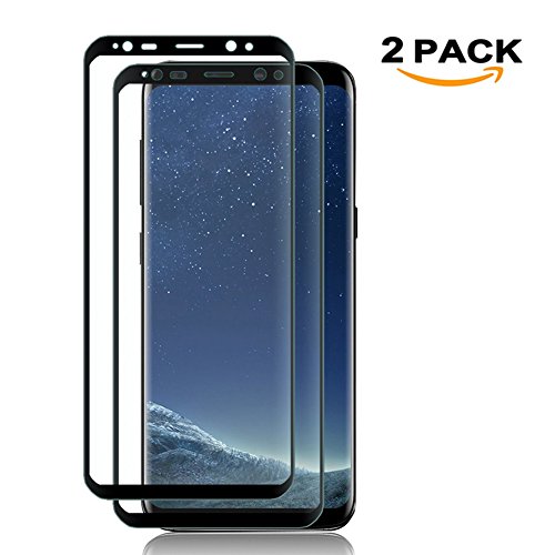 Verre Trempé Galaxy S8 [noir] , Gestop Film Protection en Verre Trempé écran Protecteur Vitre Pour Samsung Galaxy S8 Anti Rayures, Sans Bulles D'AIR, Ultra Résistant Dureté 9H Glass Screen Protector [Lot de 2]