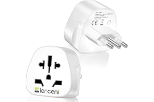 LENCENT [2 PZ] Adattatori Universali da Viaggio, Adattatore Presa da Mondo a Italia, Caricatore Spina Elettrica World to Italy, Adattatore Internazionale Viaggio per UK USA AUS Cina a Spina Italiana