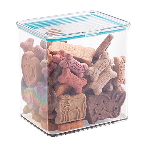 mDesign Aufbewahrungsbox für Haustiernahrung – praktischer 2,8 Liter-Futterbehälter mit luftdichtem Klappdeckel zur Futter Aufbewahrung, durchsichtig