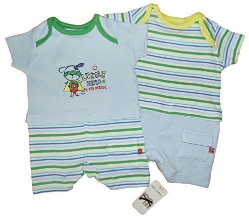 Baby Boys Outfit Romper Playsuit 2 Pack Tiny Baby up to 6-9 Months puppy hero (New Baby)